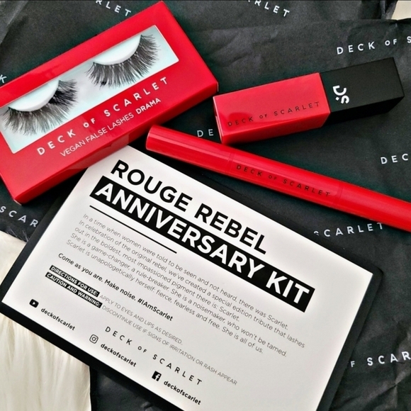 Deck of Scarlet Rouge Rebel Anniversary Kit – Vegan Lashes, Lip, Shadow – NWT - Picture 6 of 15